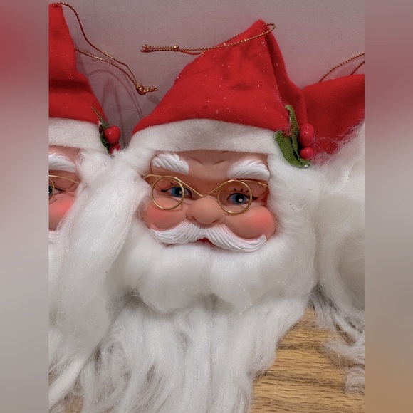 Vintage 80s/90s Santa Claus Face Ornaments Set - Picture 10 of 14